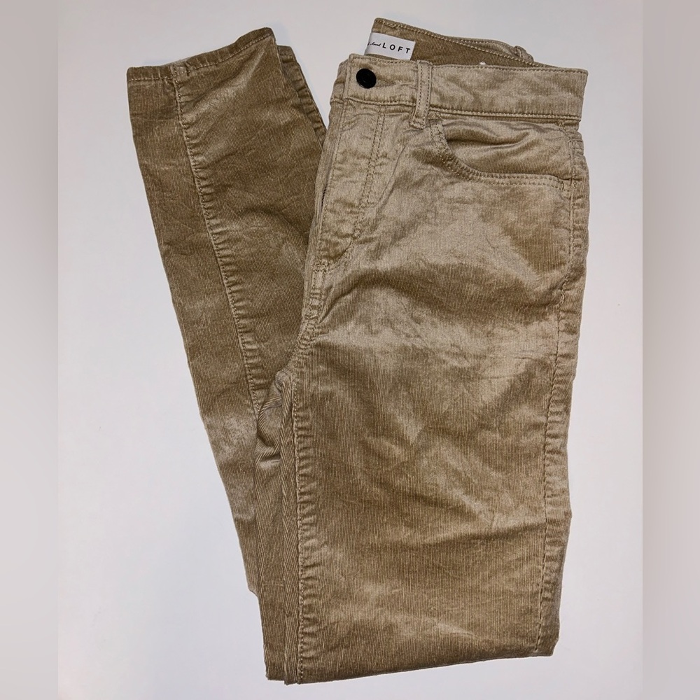 LOFT womens high waist skinny tan corduroy pants size 2 / 26